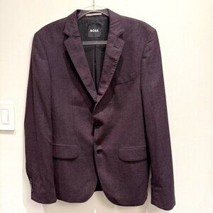 Boss Hugo Reda Men's Maroon Stretch Tailoring Super 110 Blazer Size 40 R US